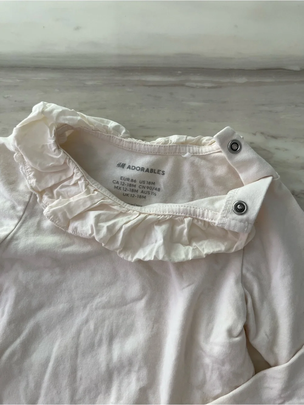 H&M Cream Long-Sleeve Ruffle Neck Baby One-Piece